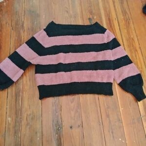 Striped Black and Pink Women's Sweater